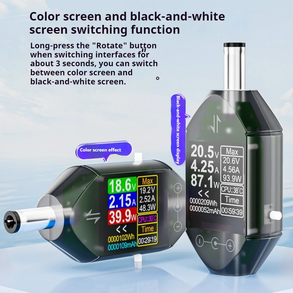 

DC Voltage Current Power Meter DT550 DC4.5-50V 0-6A High Precision Digital Display 0-600W Multifunction Tester DC5.5×2.5mm Port