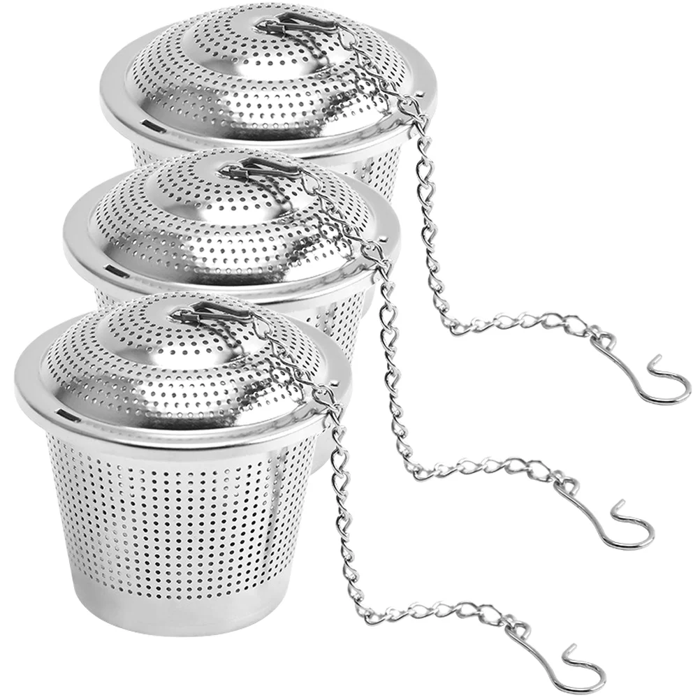 

3 Pcs Stainless Steel Infuser Filters Pots Loose Leaf Steeper Strainer Teapot Holder