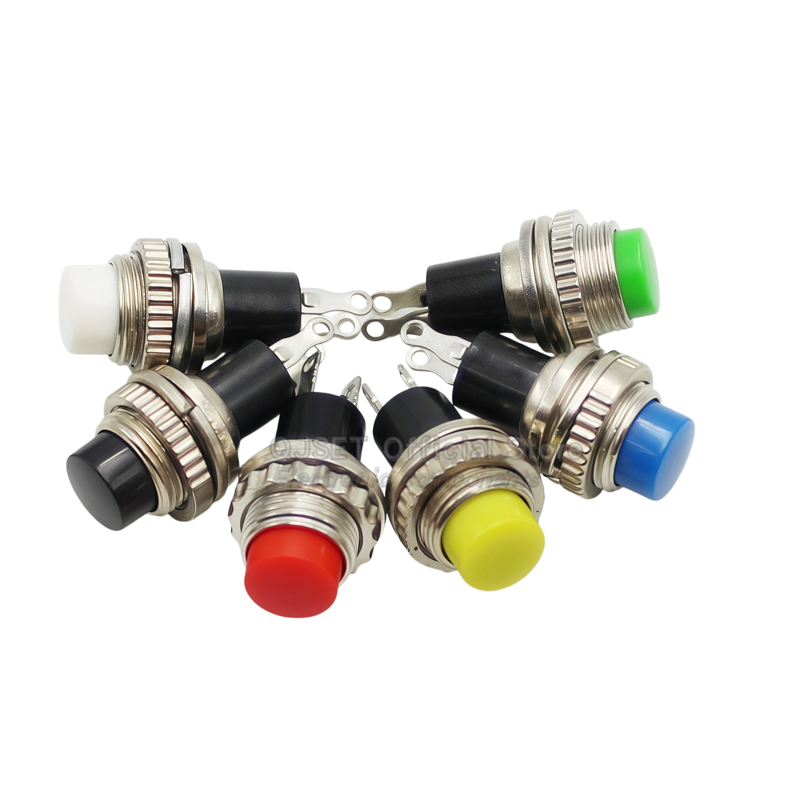 6 Pcs DS-316 DS-314 Panel Mount 10mm Momentary/Self-reset OFF-ON Push Button Switch Doorbell Horn Round Power Jog Key Switch OFF