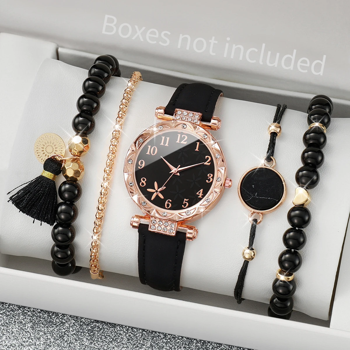 5 ピース/セット女性用腕時計ブレスレットセットファッション - Jewelry Watches For Women のレビューと価格