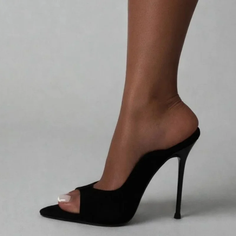 MKKHOU Fashion Pumps New High Quality Satin Fish Mouth Sandals Pointed Thin Heels 12cm High Heels Women's Heels Shoes Dress view 5