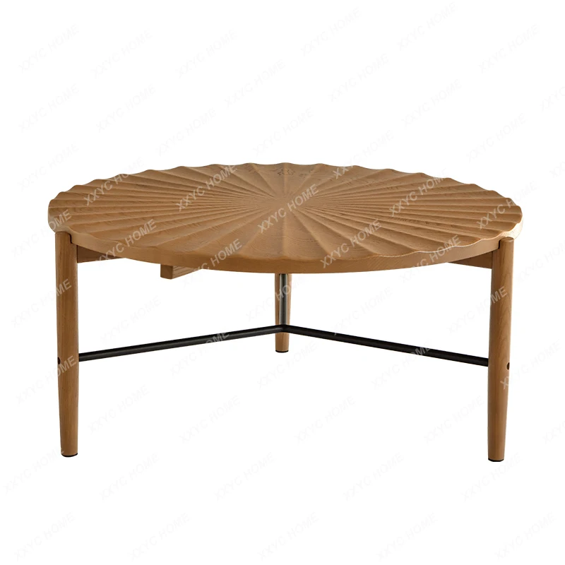 

Internet celebrity cream wind round coffee table household ash wood furniture