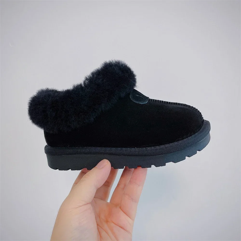 Bottes de neige thermiques en coton pour enfants, grandes bottes en peluche, mini peau de mouton, chaussures chaudes pour bébé, garçons et filles, hiver