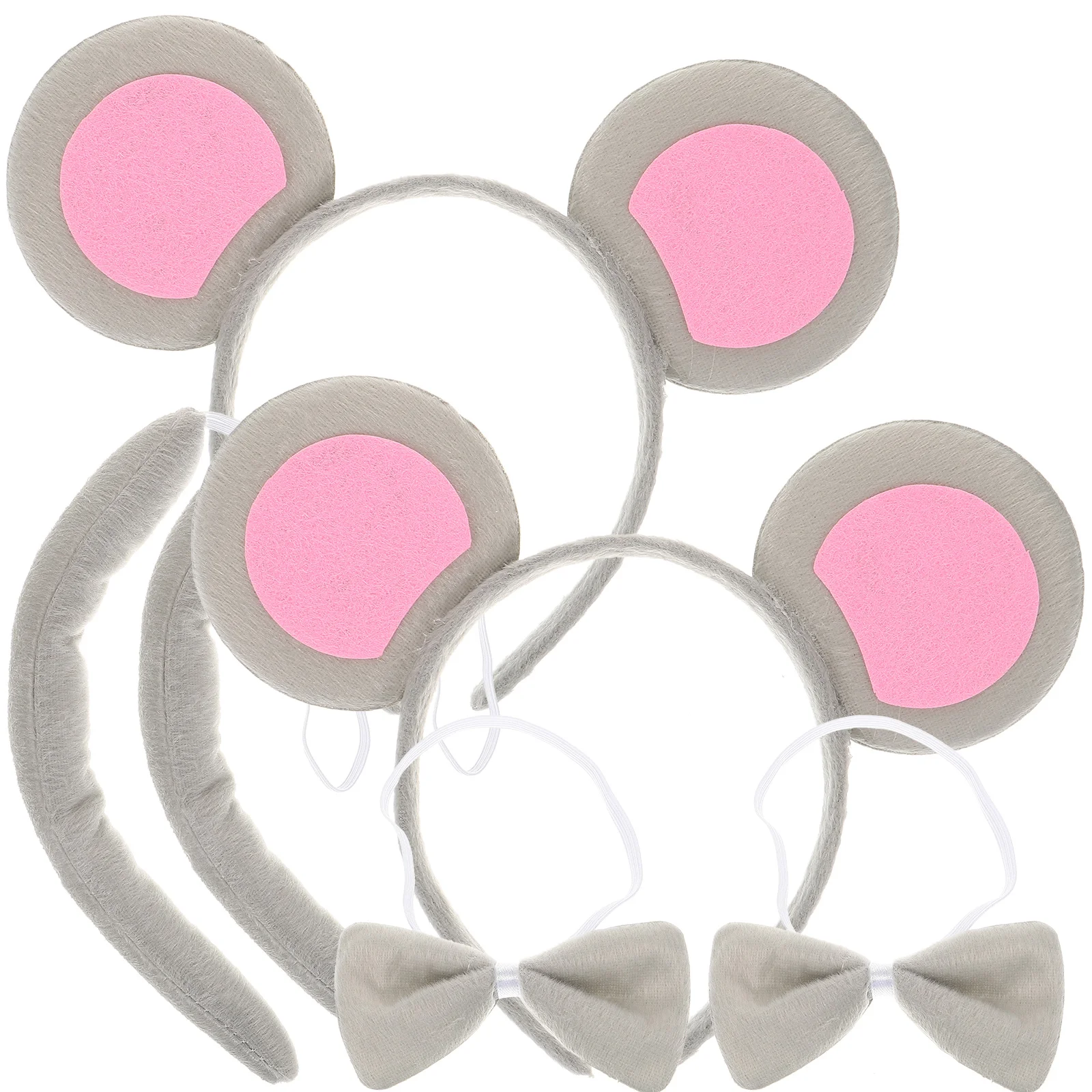 

2 Sets Mouse Party Favors Bowtie Suite Ears Headband Animal Costumes for Women Cotton Filling