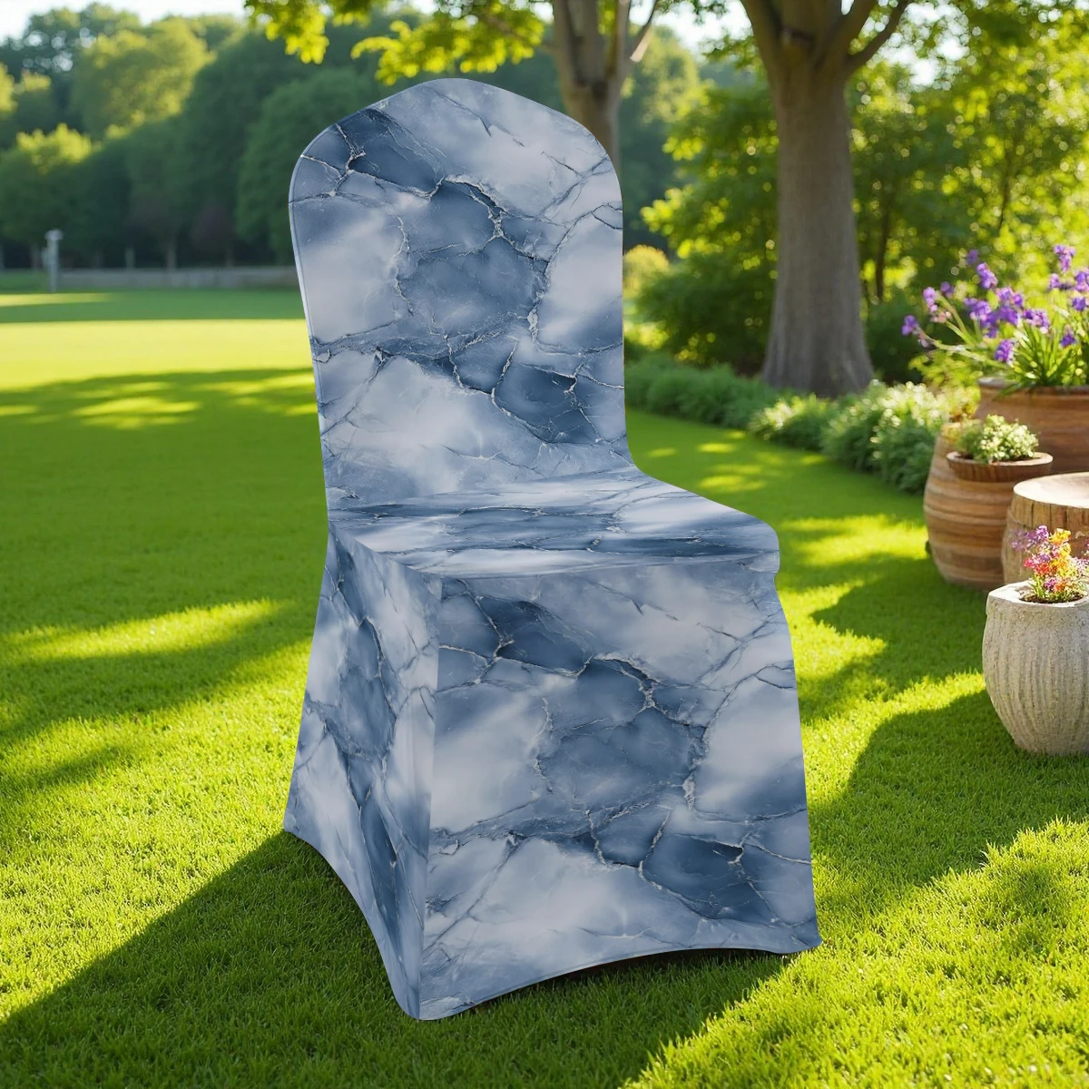 2D Marble - Patterned Full - Coverage Chair Cover, Elastic & Universal - Fit for Hotel, Home & Outdoor