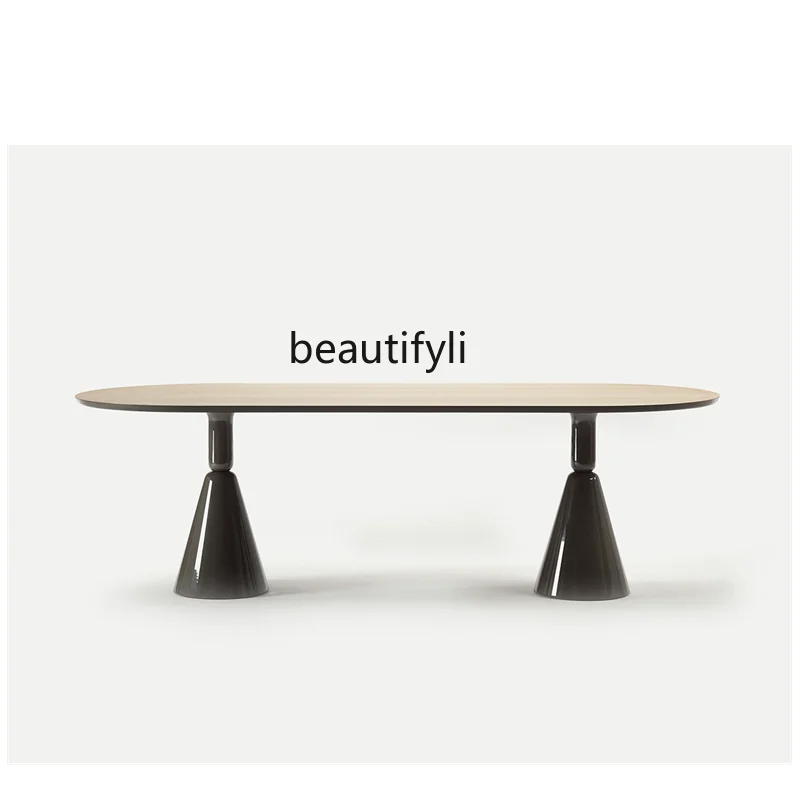FGTavolo da Pranzo e sedie in legno masello شخصية Creativa tavolo lungo ovale scrivania simples tronco di legno