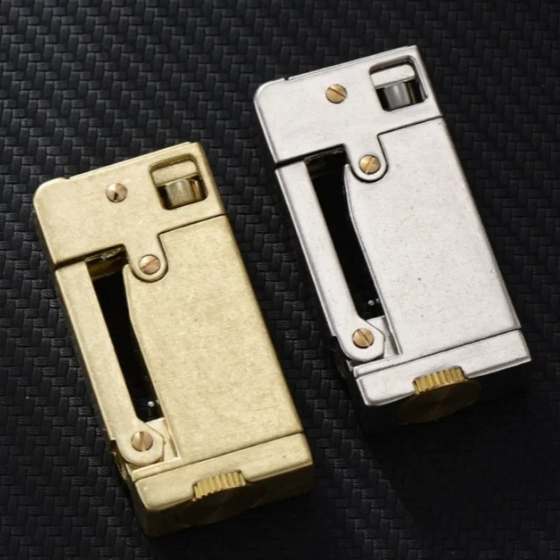 New Premium Retro Push Button Lamp Oil Lighter One-Click Ignite Open Flame Zinc Alloy Ultra Thin Portable Men Collection Gift