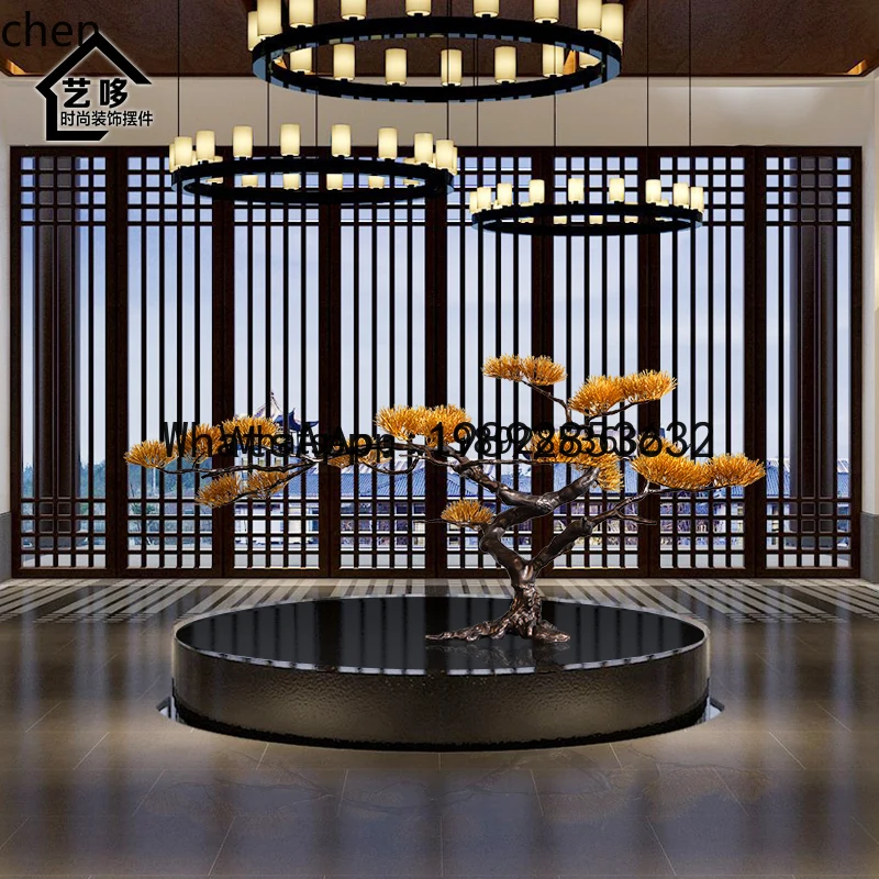 X7 wrought iron welcome pine tree decorative decoration artwork metal floor sculpture ornament