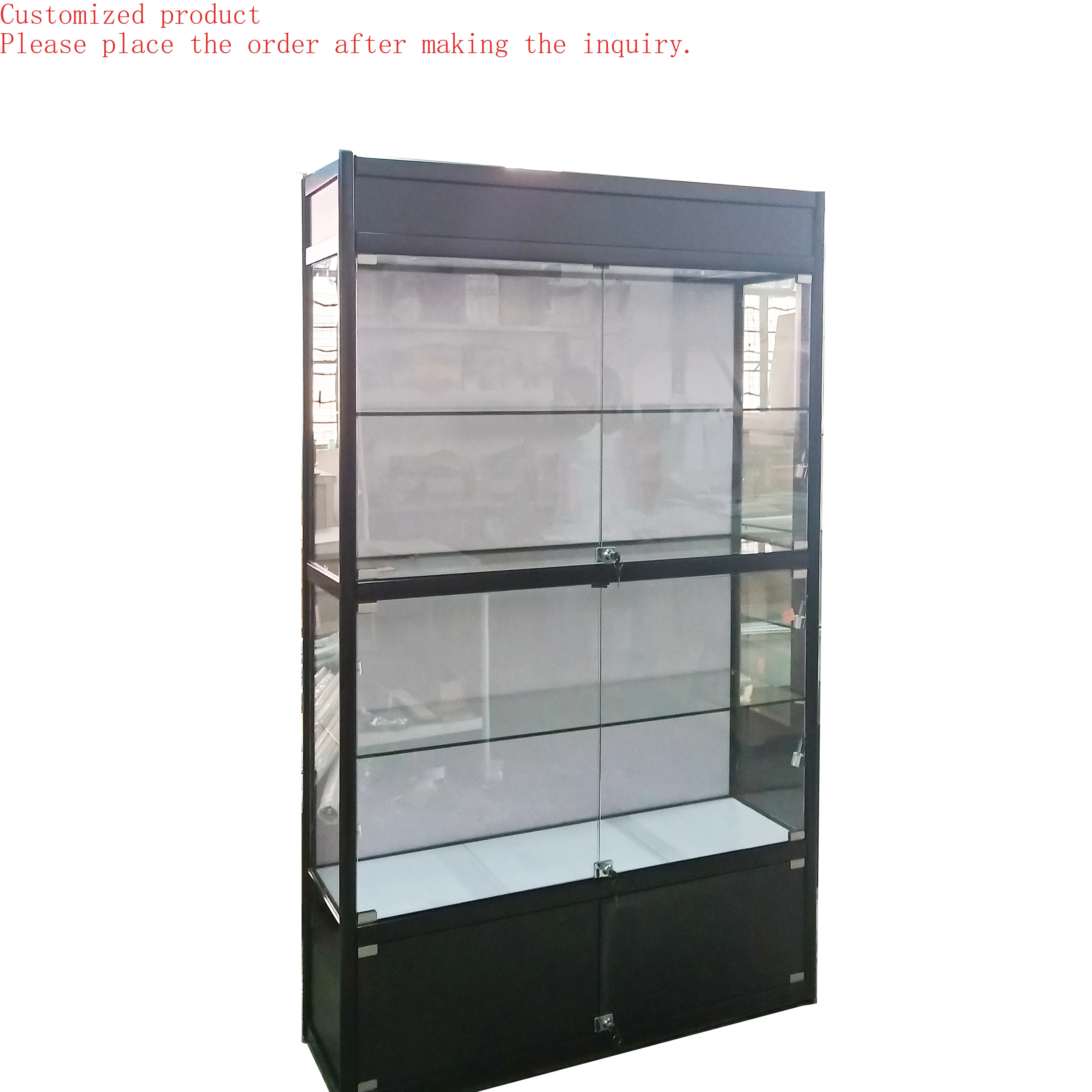 

Custom.Tall Sectional Cabinet Glass Jewelry Display Cabinet Display showcase with Bottom and Light Box for Sale