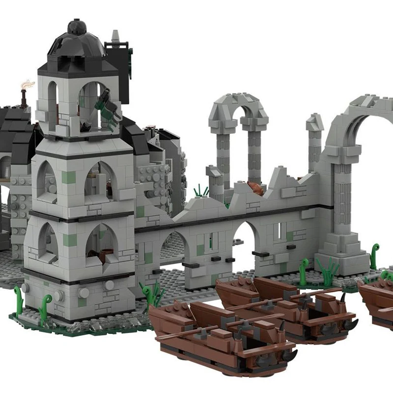 Rings Movie Series The Fall of Osgiliath Building Block Architecture Scene Model Street View Collection Education Brick Toys