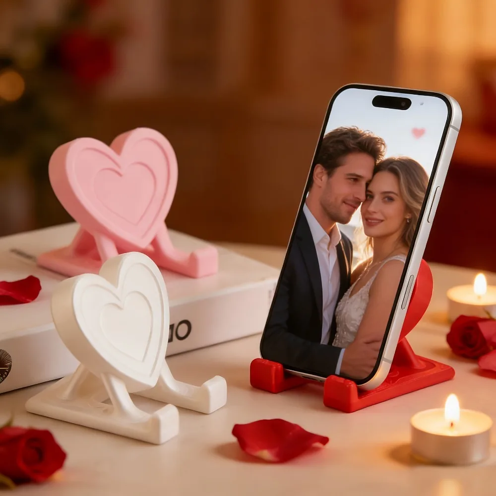 

Romantic Valentine's Day Heart Shaped Phone Stand Creative Design Tablet Stand Desk Ornament Love Theme Mobile Holder