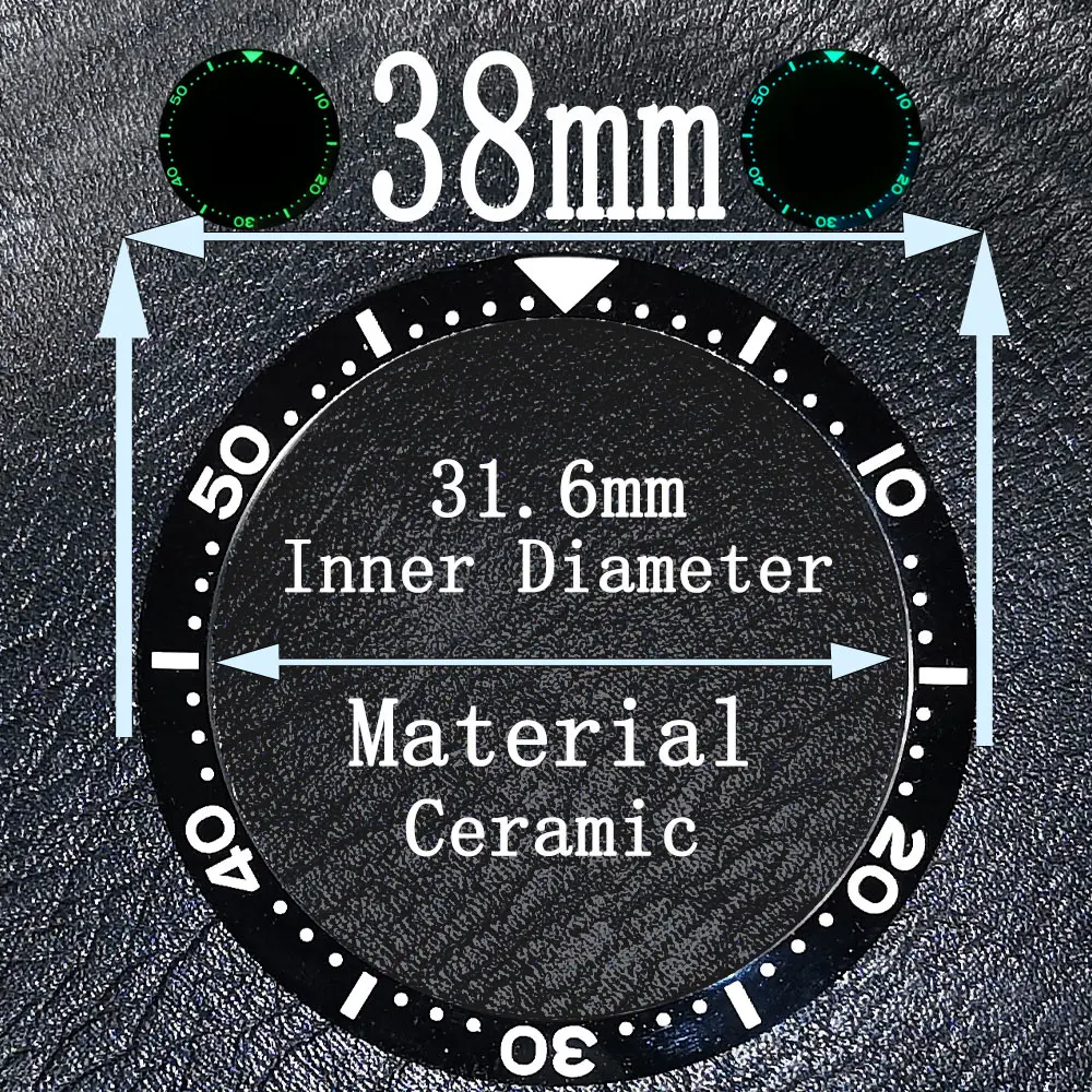 38mm*31.6mm Flat Ceramic Bezel Watch Replacement Accessories Replacement Parts Watch Bezel Mount Insert GMT