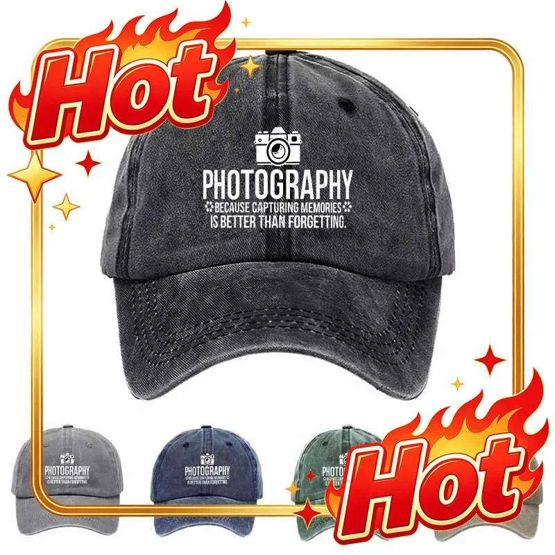 Custom Hat Photography Baseball Cap with White Camera Design - Lightweight Breathable Hat for Travel, Outdoor Photography