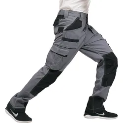 Durable American-Style Work Pants for Men, Cotton Workwear with Multiple Pockets, Wear-Resistant, Heat-Resistant for Welders and Electricians, Customizable