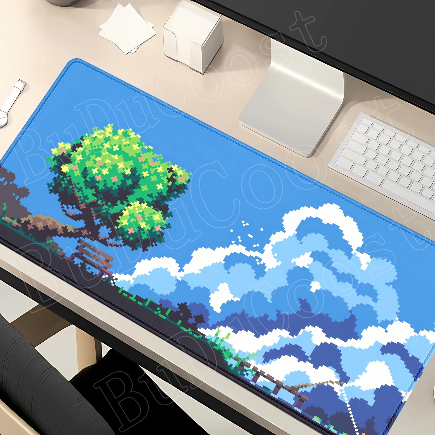 Anime Pixel Art Mousepad Neon Street Anime City Pixel Art Deskmat Mouse Pad Desk Mat for Gamers Desk Accessories Large Mouse Pad