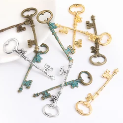 Vintage 6 pcs key charms metal tiny flower Pendants fit DIY bracelet necklace charms Jewelry Making gift