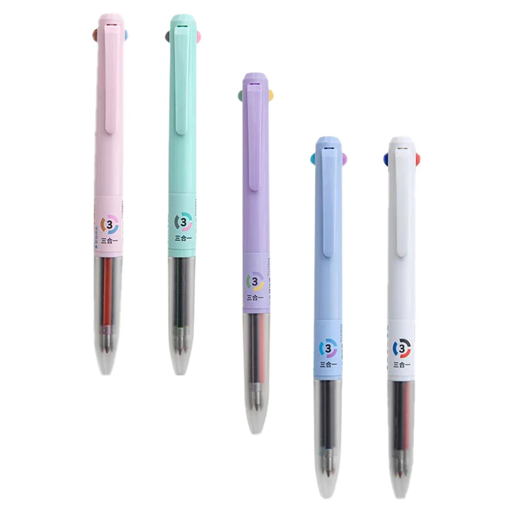 5Pcs Delicate Multicolor Ballpoint Pens Press Action Writing Pen Set Wear-Resistant Desktop Use Cute Portable Pens for School