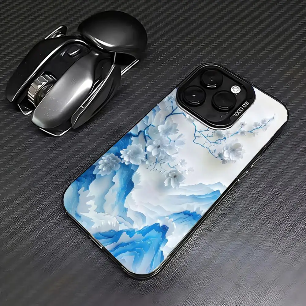 

Mountain flower case for iPhone17 16 15 14 13 12 11 Pro/ Max/Plus shock-proof rear cover anti-fingerprint