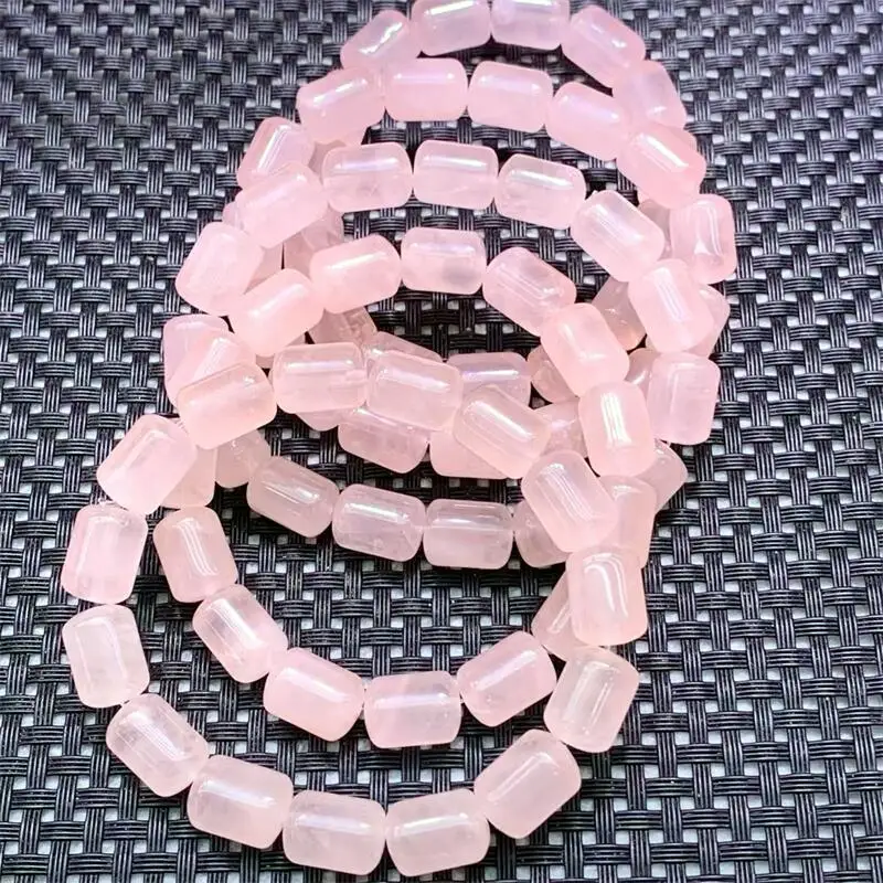 Natural Rose Quartz Bucket Bead Bracelet Unisex Full Blonde for Men and Women Gold Jewelry Gift 1PCS