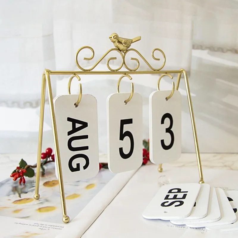 DIY Iron Bird Page Flip Calendar Decoration Crafts Creative Perpetual Calendar Home Decoration