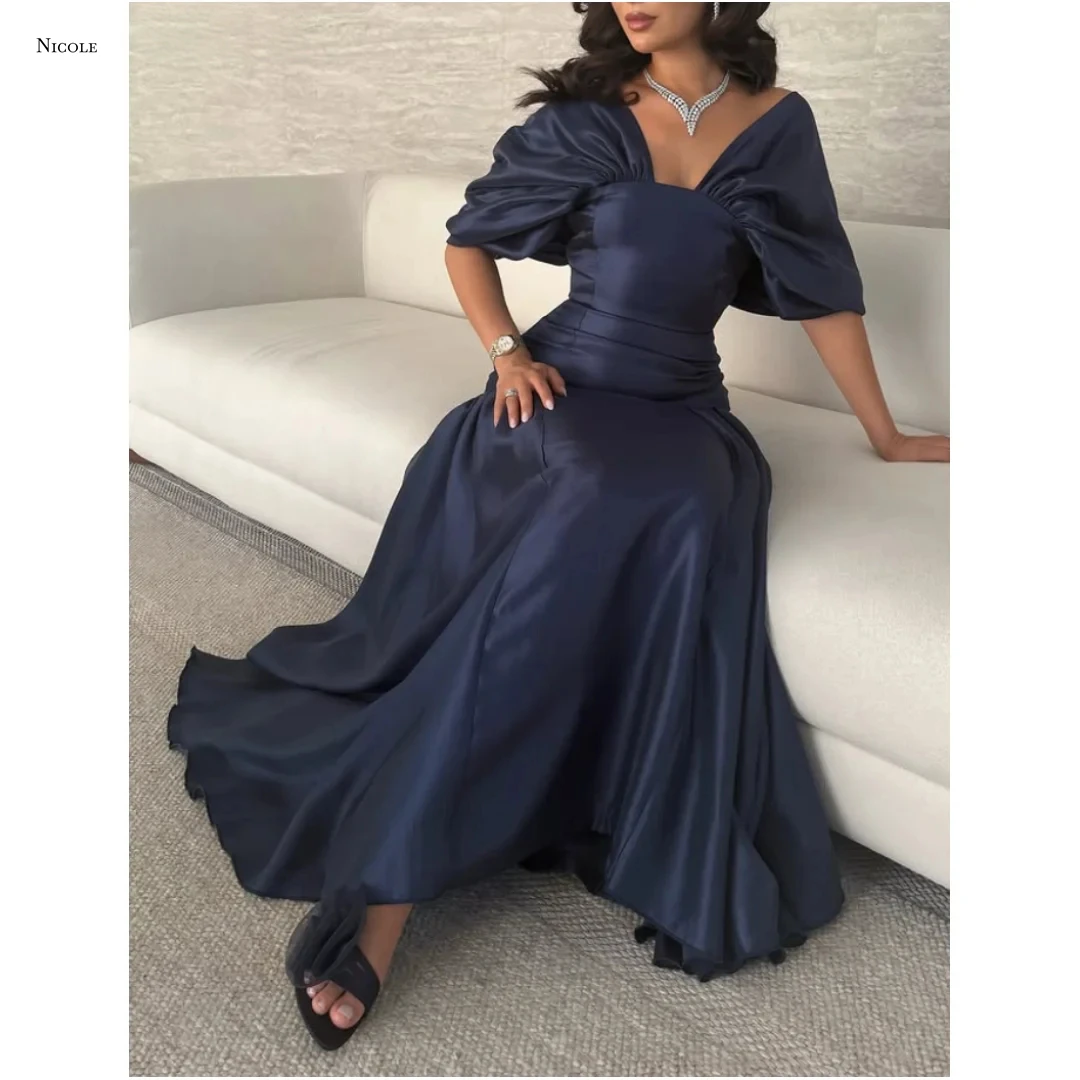 

Nicole Line A Elegant Prom Dresses Luxury Evening Dress 2025 Custom Made Candle Satin Cloth Dresses for Women Wedding Party Gala