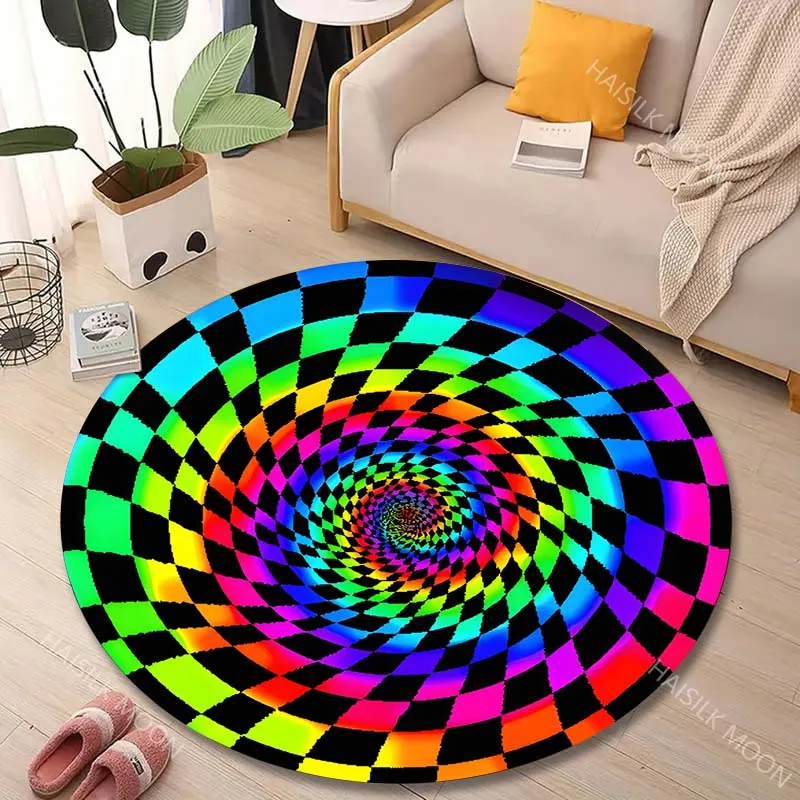 1PC Colorful rotating spiral pattern Print Round Carpet for Living Room Bedroom Sofa Table Floor Mat Area Rug Luxury Gift