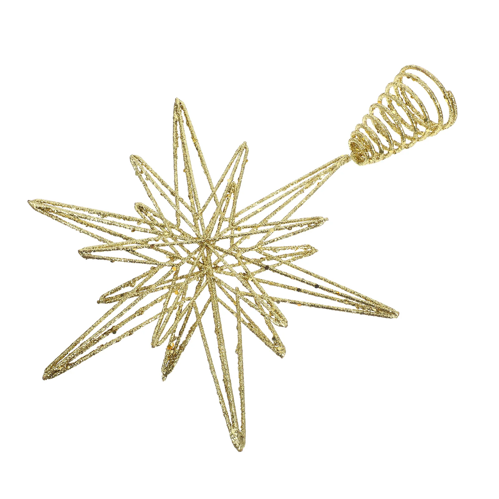 

Secure Spring Base Iron Christmas Tree Topper 12.6 Inch Golden Sparkling Treetop for Holiday Festive Decor