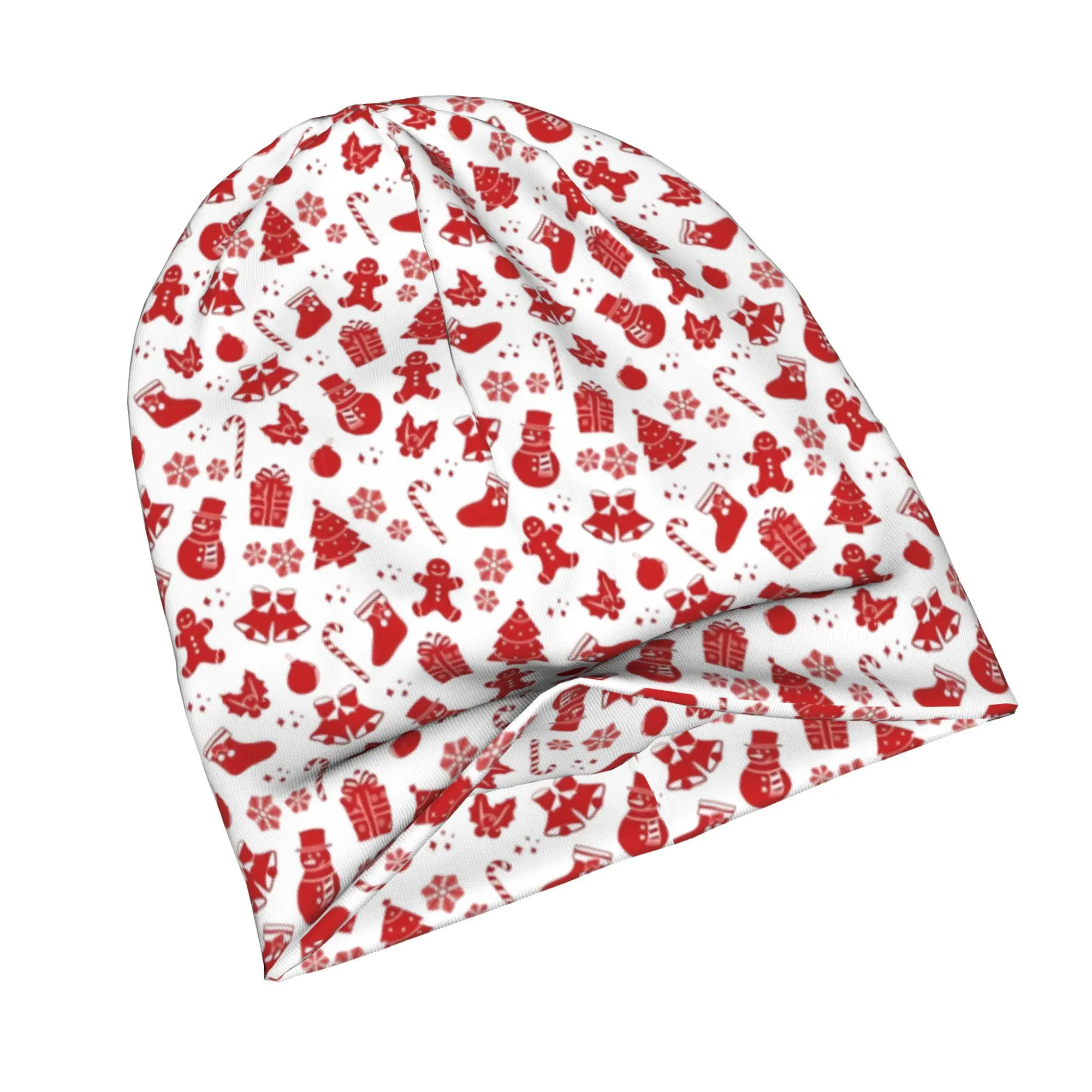 Christmas Holiday Red and White Trendy Pattern Classic Knit Hat for Adults Available in Versatile Tones Ideal