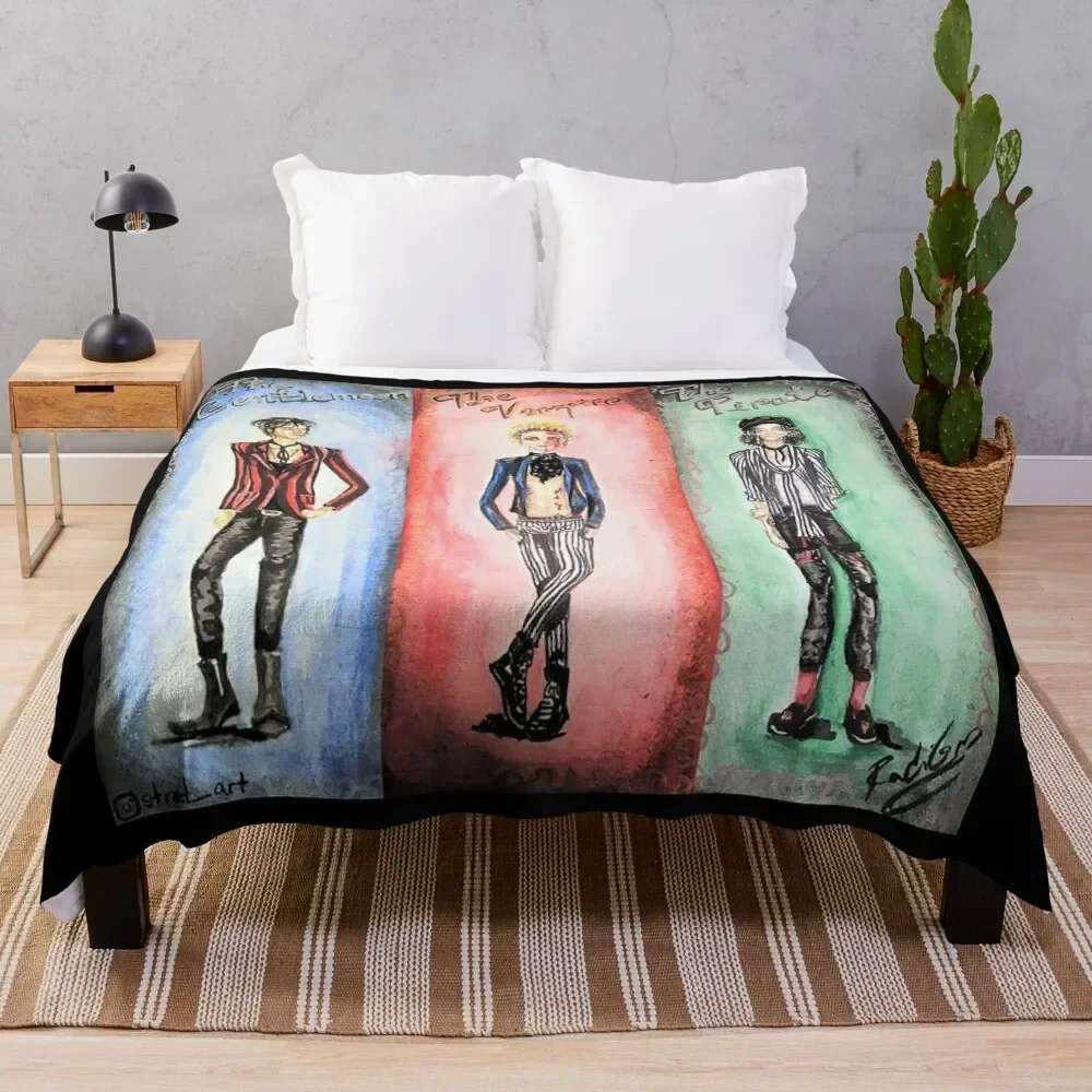 The Pirate, The Vampire and The Gentleman Throw Blanket Luxury Thicken Blankets For Bed Hair Beach Blankets