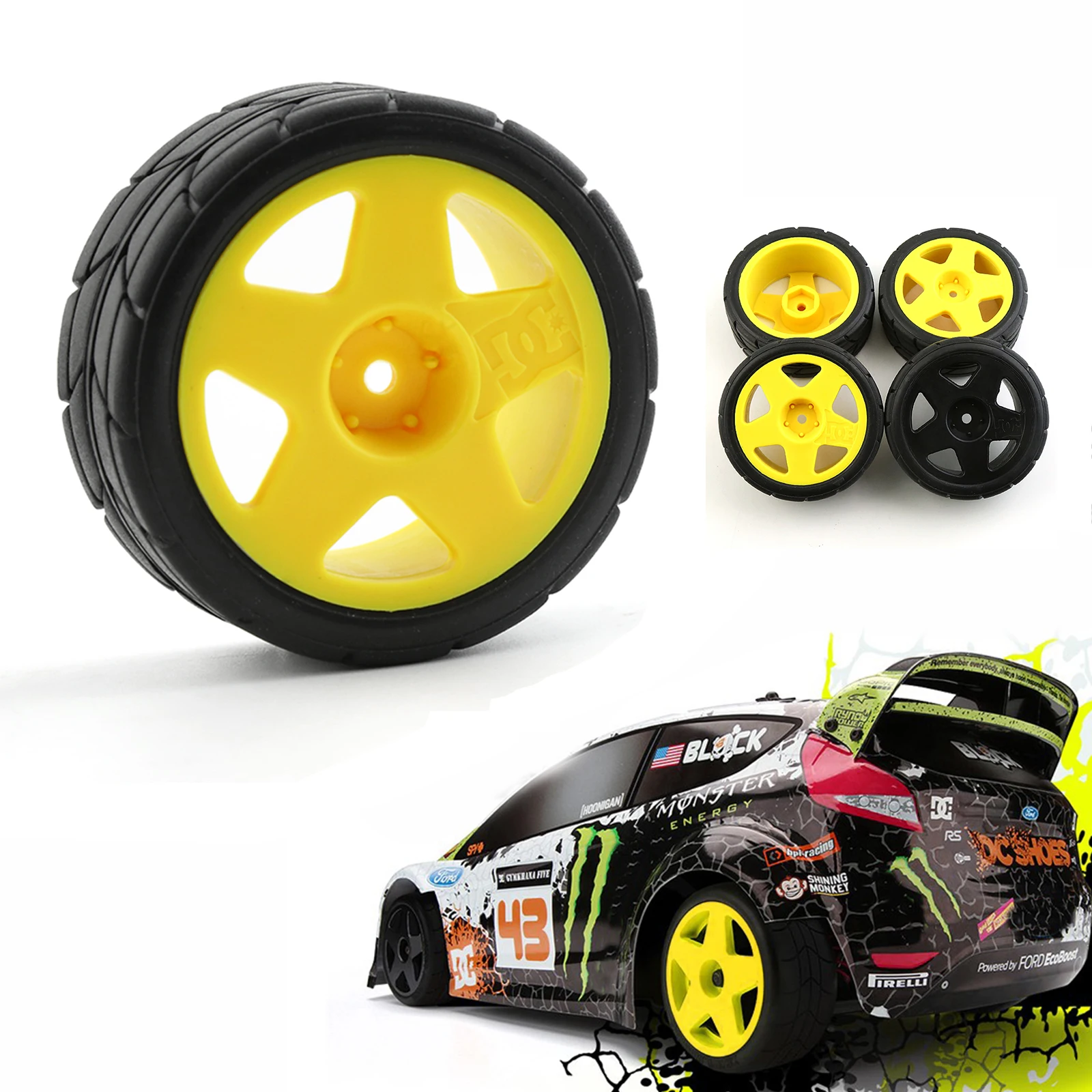 RS RC Racing Car Tires On Road Tire Plastic Wheels dla 1/10 Tamiya TT01 TT02 XV01 TA06 PTG-2 HPI HSP KYOSHO Chevrolet C3