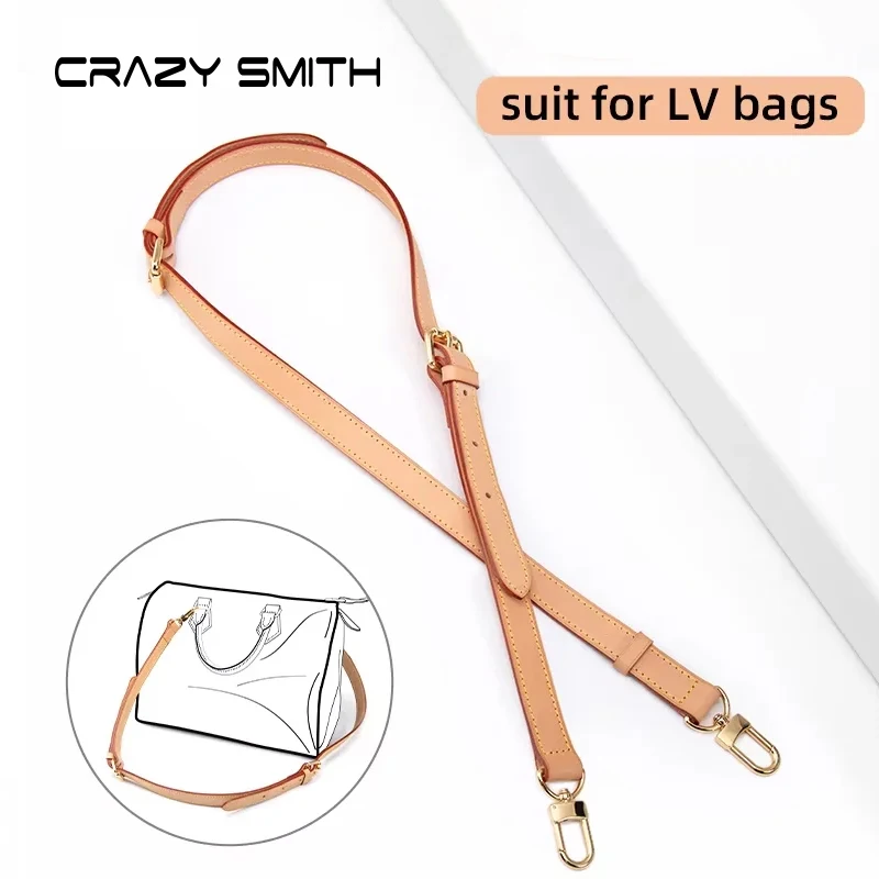 CRAZYSMITH Bag Strap For LV Speedy Shoulder Straps Genuine Leather Long Replacement Adjustable Crossbody Belts Bag Accessories