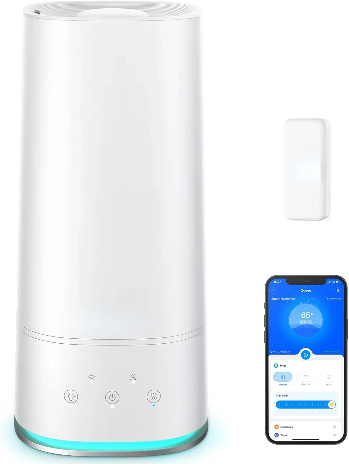 

Upgrade Your Bedroom with Smart 4L Cool Mist Humidifiers featuring Hygrometer Thermometer, WiFi Voice Control, and Top Fill Desi