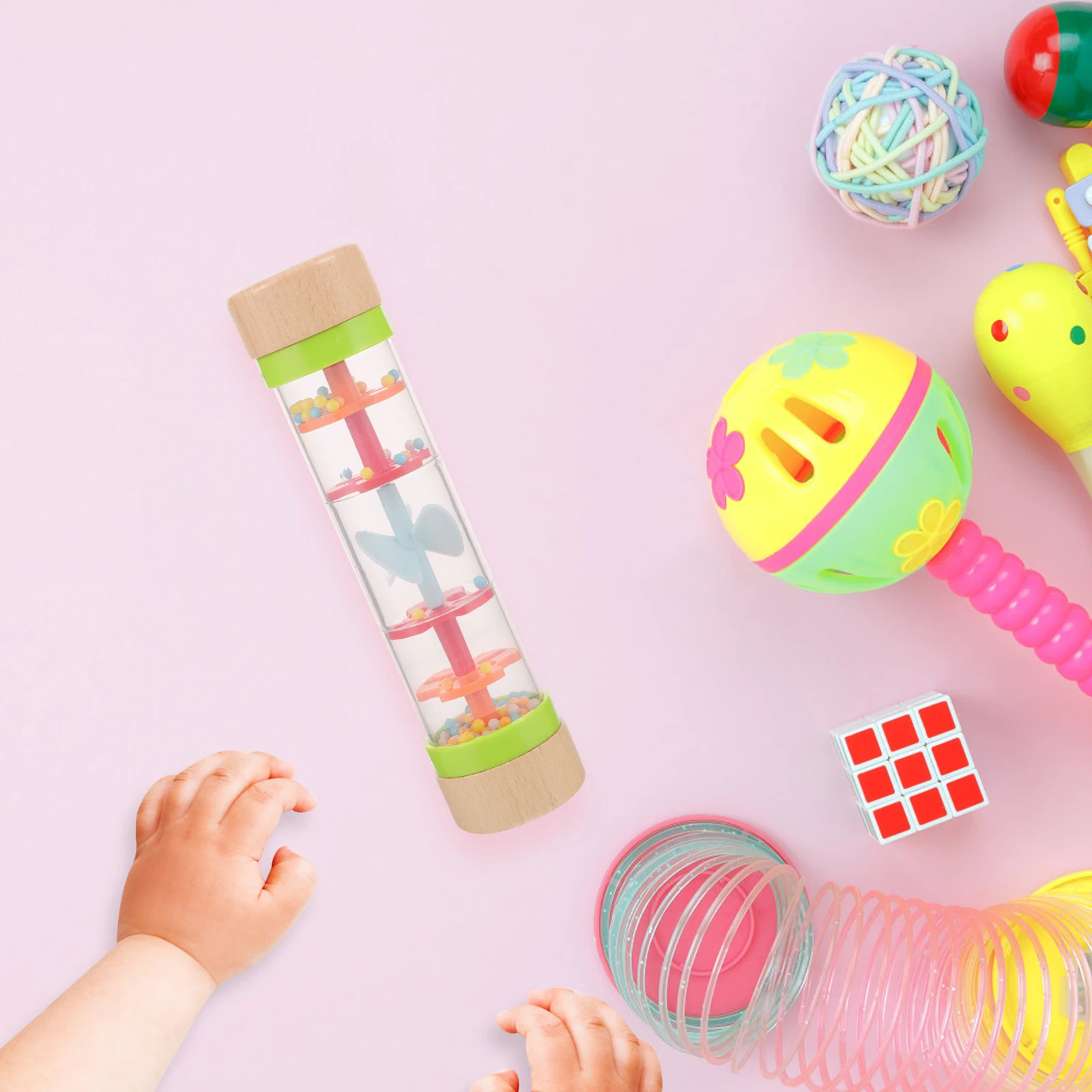 

Wooden Rain Tube Baby Musical Toy Rain Montessori Educational Toys Kids Development Puzzle Stick Cartoon