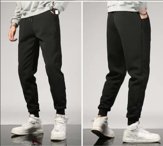 men's winter pants thickened velvet  pants loose stretch trousers outer wear joggers sweatpants fleece lace-up warm pant M-5XL