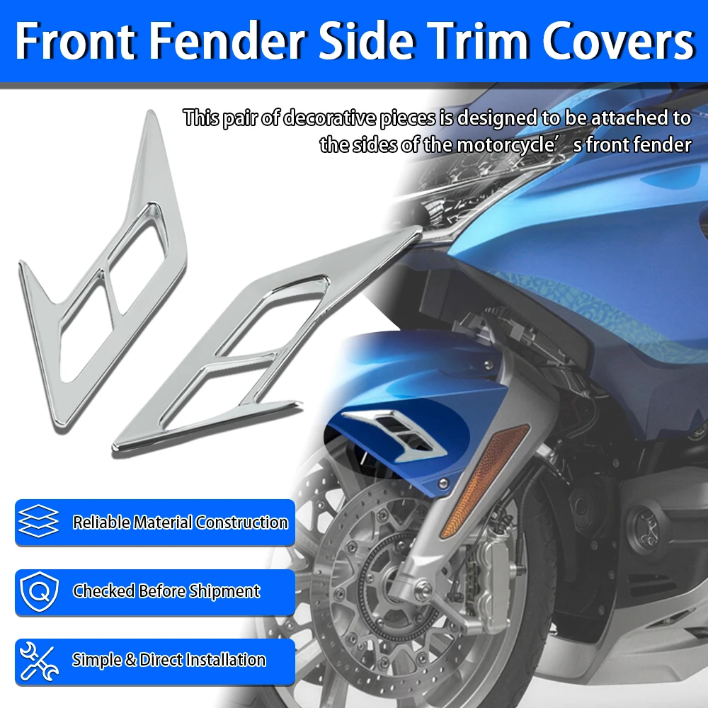 Motorrad-Chrom-Seitenverkleidungen für den vorderen Kotflügel mit 3M-Klebeband für Honda Goldwing GL1800 2018 - 2020 2021 2022 2023 2024
