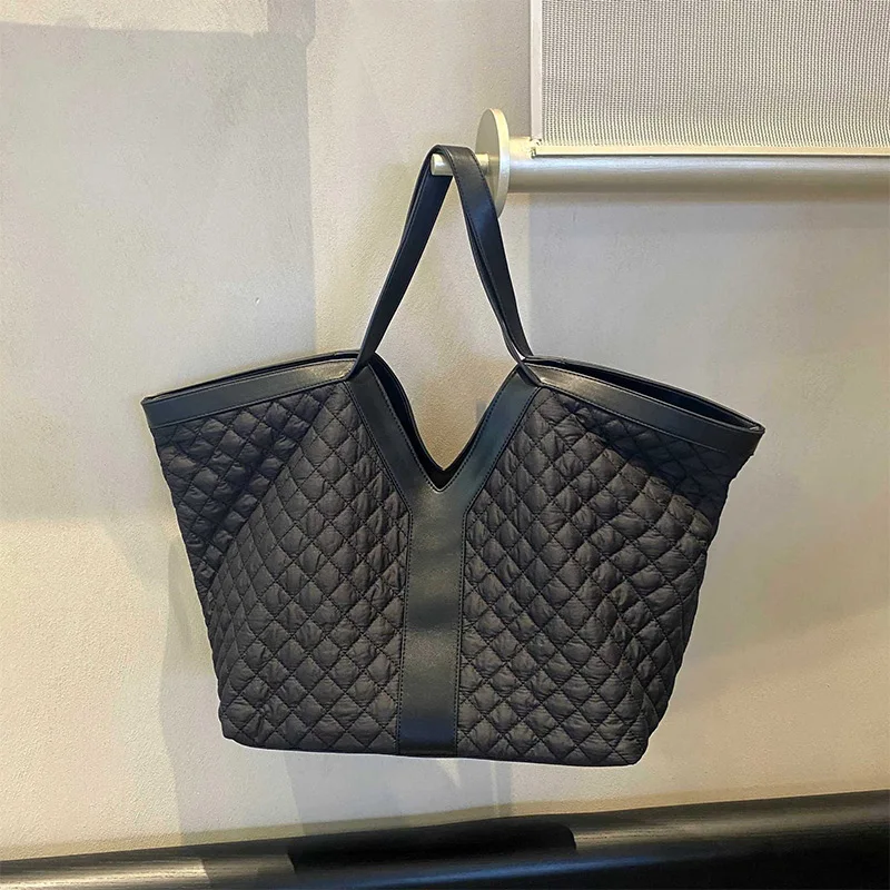 Luxury Large-capacity Genuine Leather Tote Fashion Y Shape Crocodile Pattern Shoulder Bag Casual High-end Shopping Bag Storage image 6