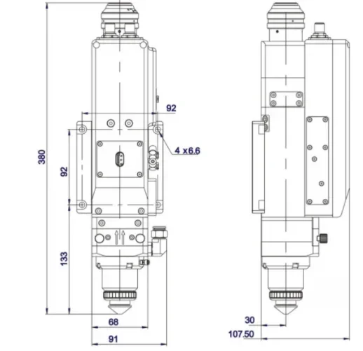Cabezal de corte láser r de base plana con enfoque automático de 3KW OSPRI LC40