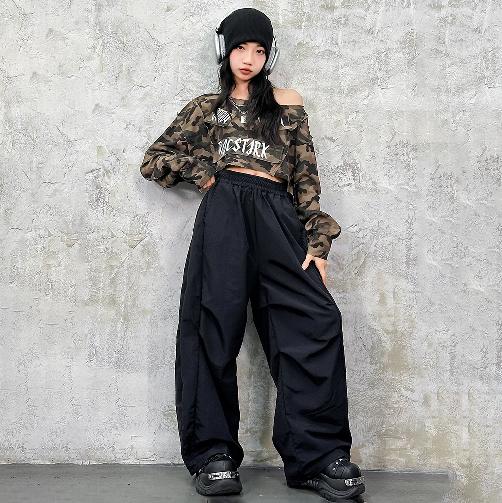 Costumes de danse Hip Hop pour enfants, hauts courts, pantalons amples, tenues Kpop, vêtements de danse pour spectacle Jazz, nouvelle collection 2025 DQS21219