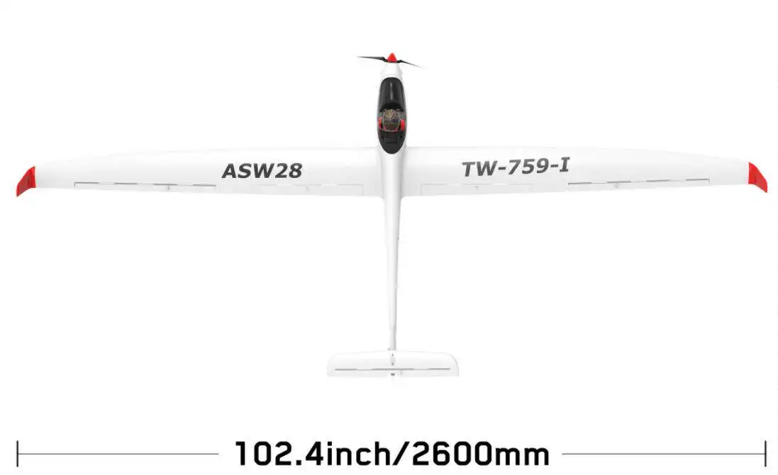 Remote Control Model Aircraft EPO Aircraft, Aerial Photography FPV TW759-1 Electric Glider 2.6 Meters ASW28 Fixed Wing