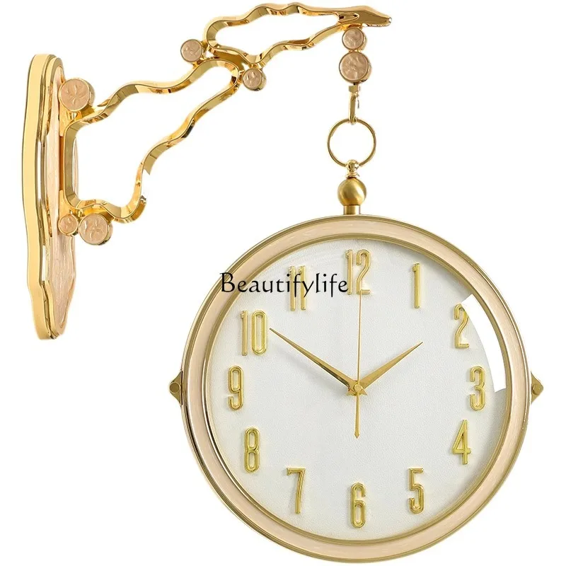 

Modern light luxury simple double-sided wall clock living room Nordic two-sided clock Chinese style