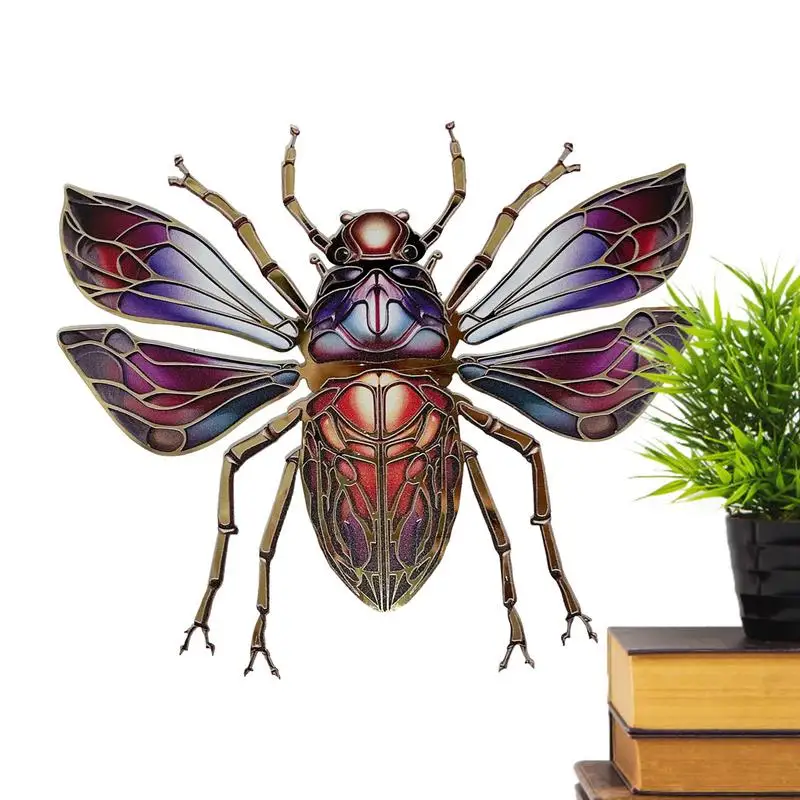 

Beetle Wall Decals Colorful Stainless Steel Simulation Beetle Wall Sticker Flat Cyber Punk Style Beetle Metal Animal Decorative