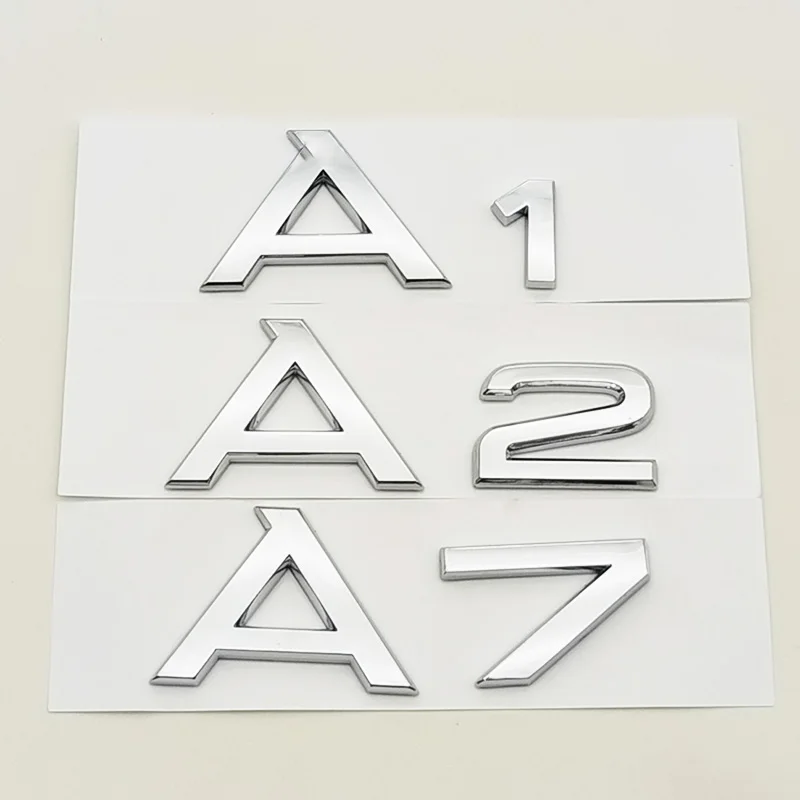 3D ABS Chrome Black Logo A1 A2 A3 A4 A5 A6 A7 A8 Emblem Car Rear Trunk Badge Sticker Decals for Audi Auto Decorative Accessories image 4