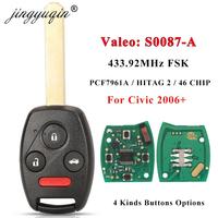jingyuqin N5F-S0087-A Remote Car Key 433MHz ID46 Chip for Honda Civic 2006 2007+ Auto Keys Fob Control 72147-SNB-T010-M2