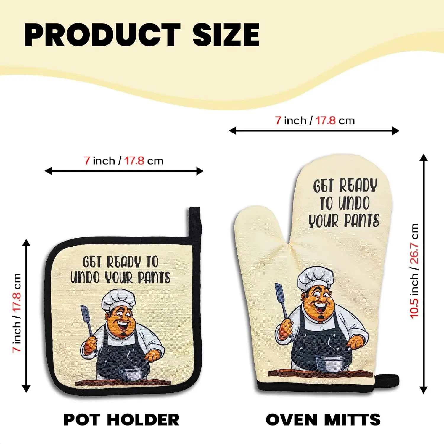 Funny Oven Mitts and Pot Holders Set Get Ready to Undo Your Pants Silicone Non-Slip Oven Mitts Humor Heat Resistant Mitts
