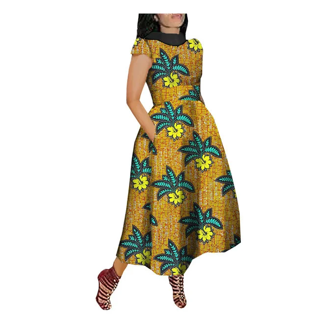 Maxi vestido africano para mujer, traje de manga corta con espalda en V, cuello vuelto, talla grande, informal, atuendo Ankara, fiesta de graduación