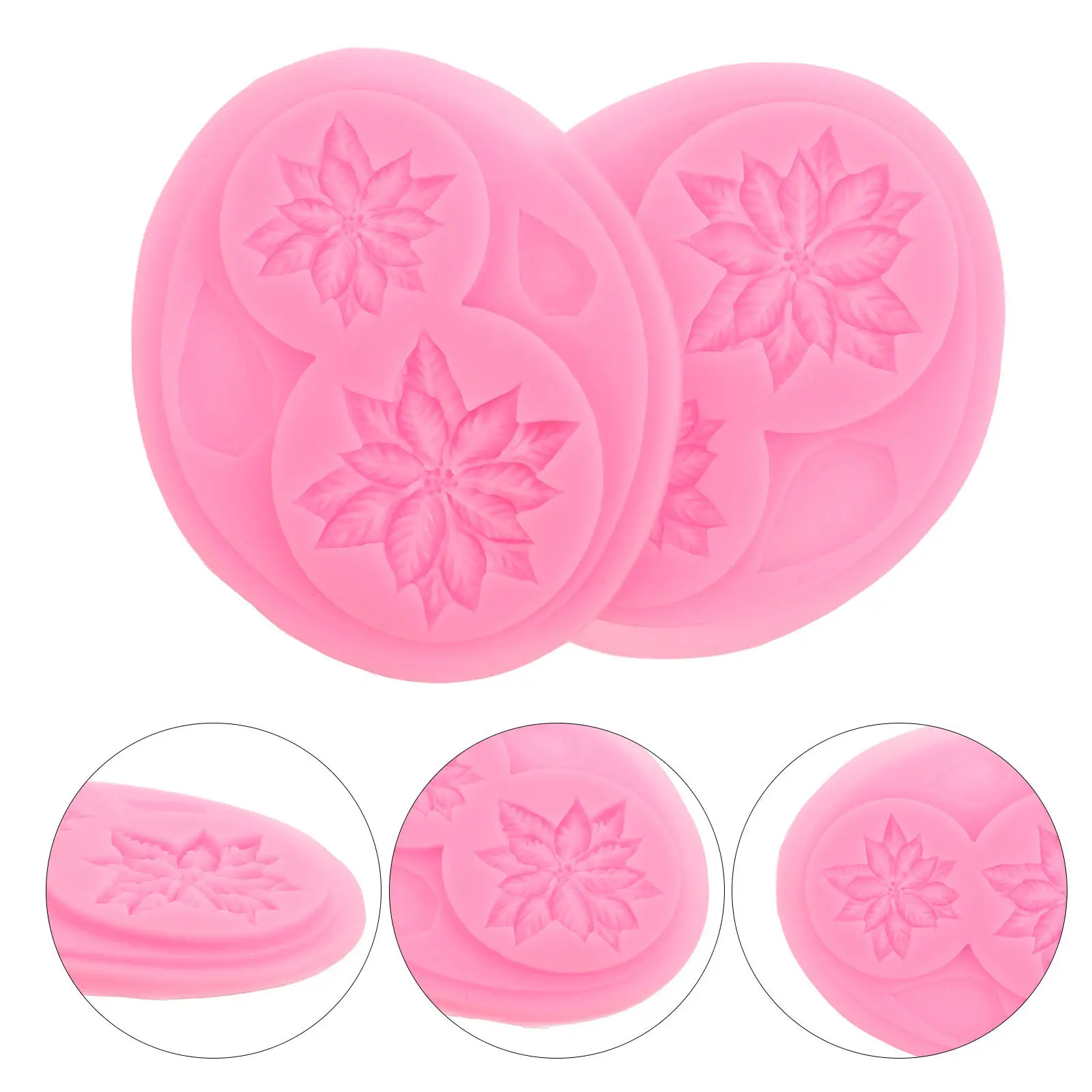 2Pcs Floral Silicone Molds for Cake Decorating Chocolate Fondant Dessert Molding Baking Freezing Resin Soap Making