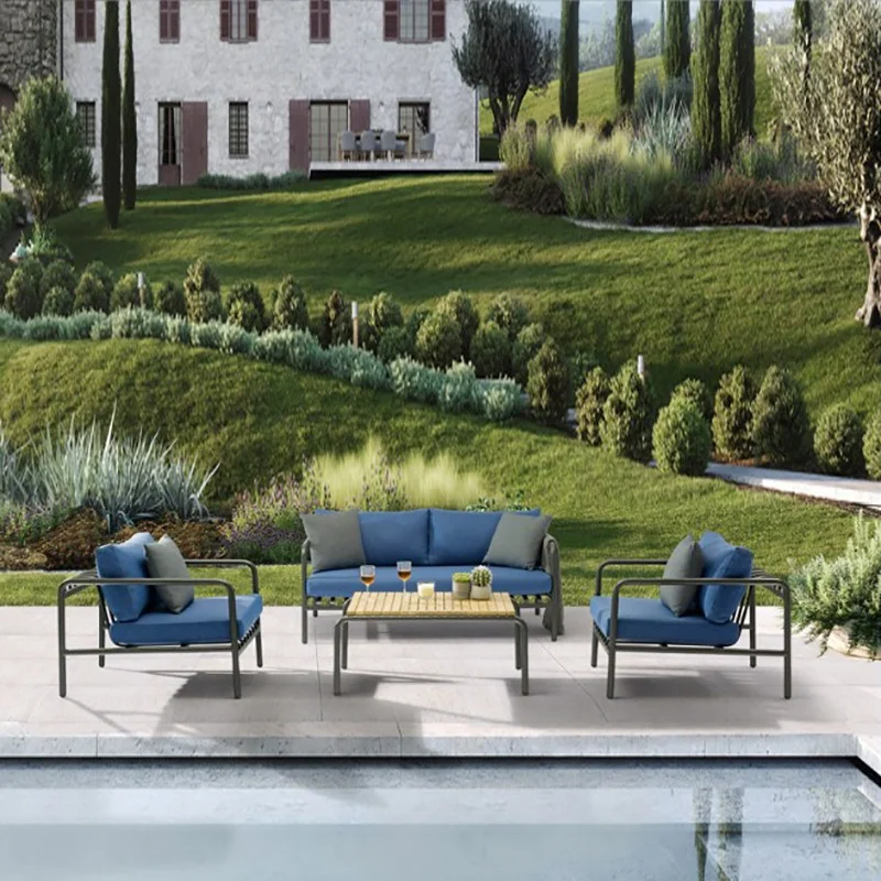 مجموعة أريكة ألومنيوم خارجية من Nordic Minimalism للفنادق والمناطق والإقامة المنزلية والحدائق للحدائق