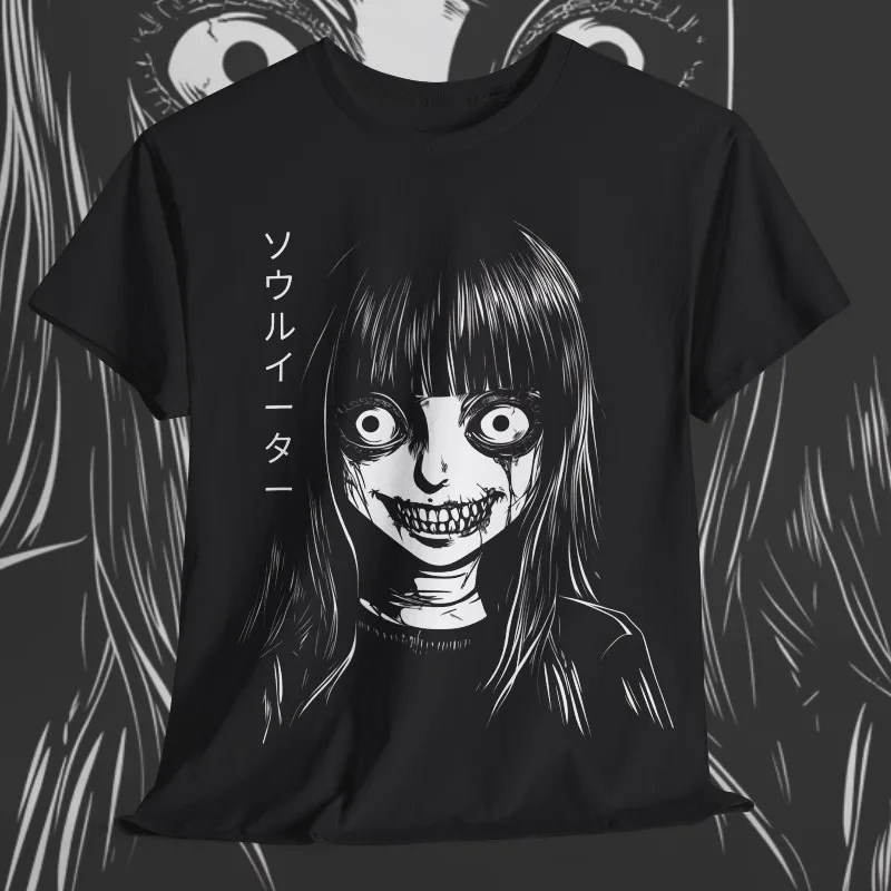 여름 일본 공포 티셔츠 |   고딕 의류 |   여성용 셔츠 |   이상한 디자인 |   편안한 일상복 |   호러 팬들을 위한 선물