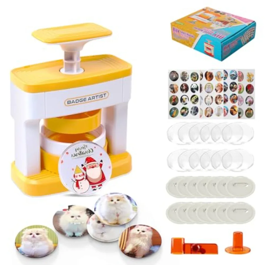 

Button Maker Machine 55mm 2.16 inch Pin Badge Maker Machine DIY Badge Punch Press Kit with 48 pcs Button Parts Pictures Circle