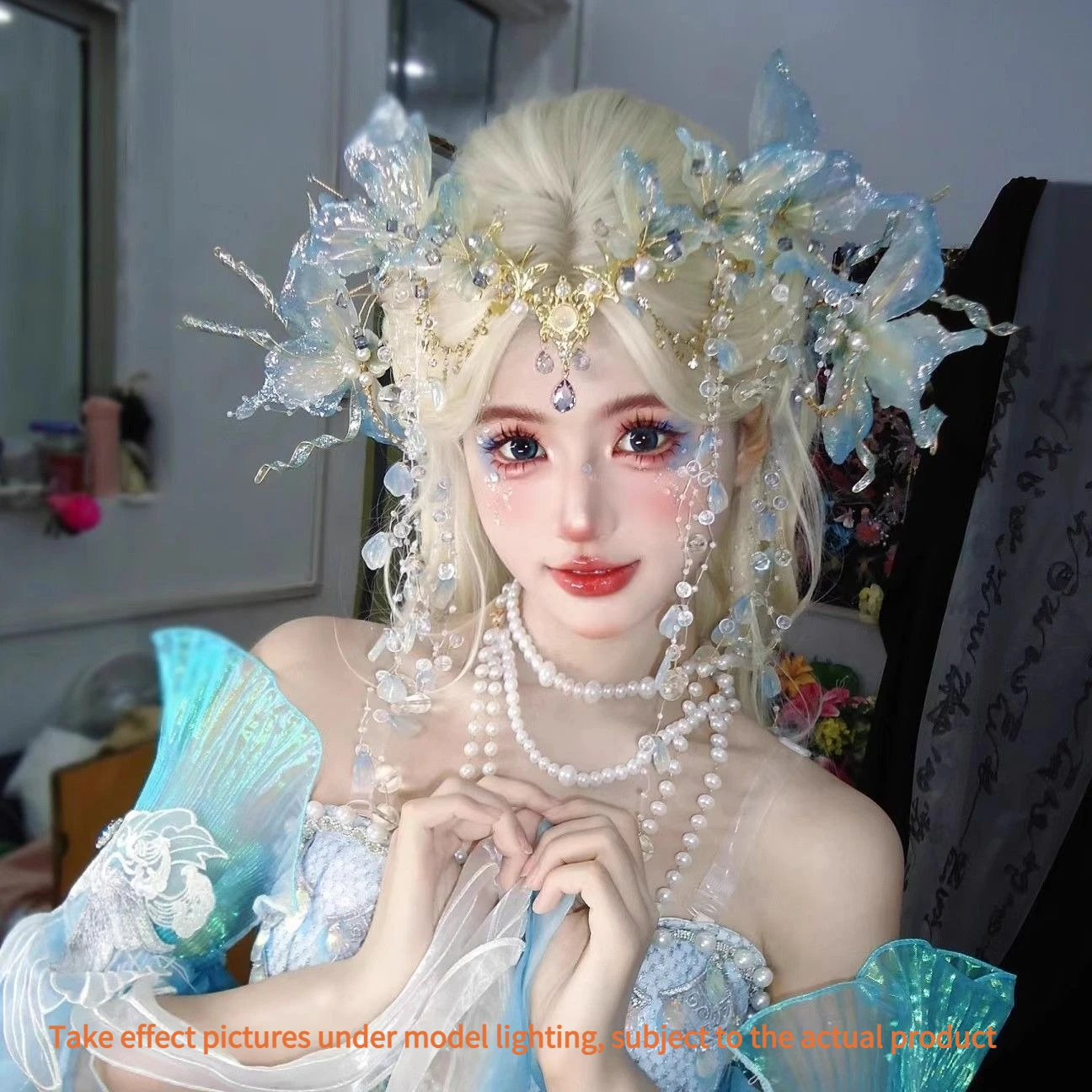 Antique Style Tassel Hair Accessories New Exotic Mermaid Mermaid Hanfu Headdress Mermaid Princess Bride Hair Crown Super Fairy